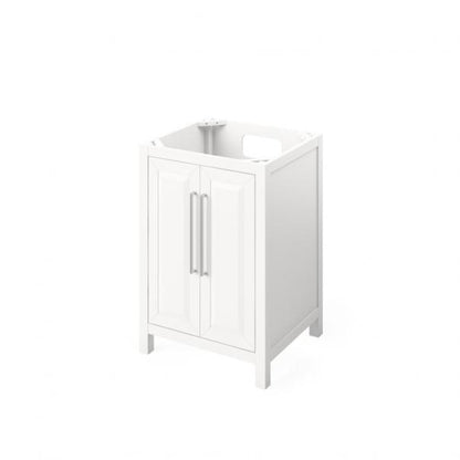 Hardware Resources Jeffrey Alexander Cade 24" White Freestanding Vanity With Boulder Cultured Marble Vanity Top, Backsplash and Rectangle Undermount Sink