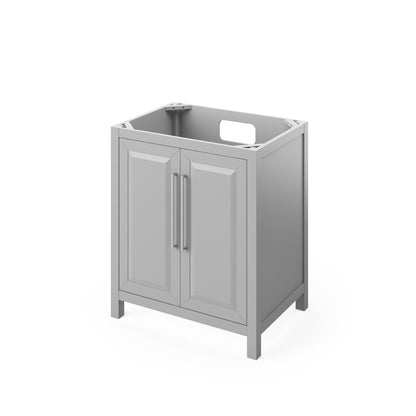 Hardware Resources Jeffrey Alexander Cade 30" Gray Freestanding Vanity With Black Granite Vanity Top, Backsplash and Rectangle Undermount Sink