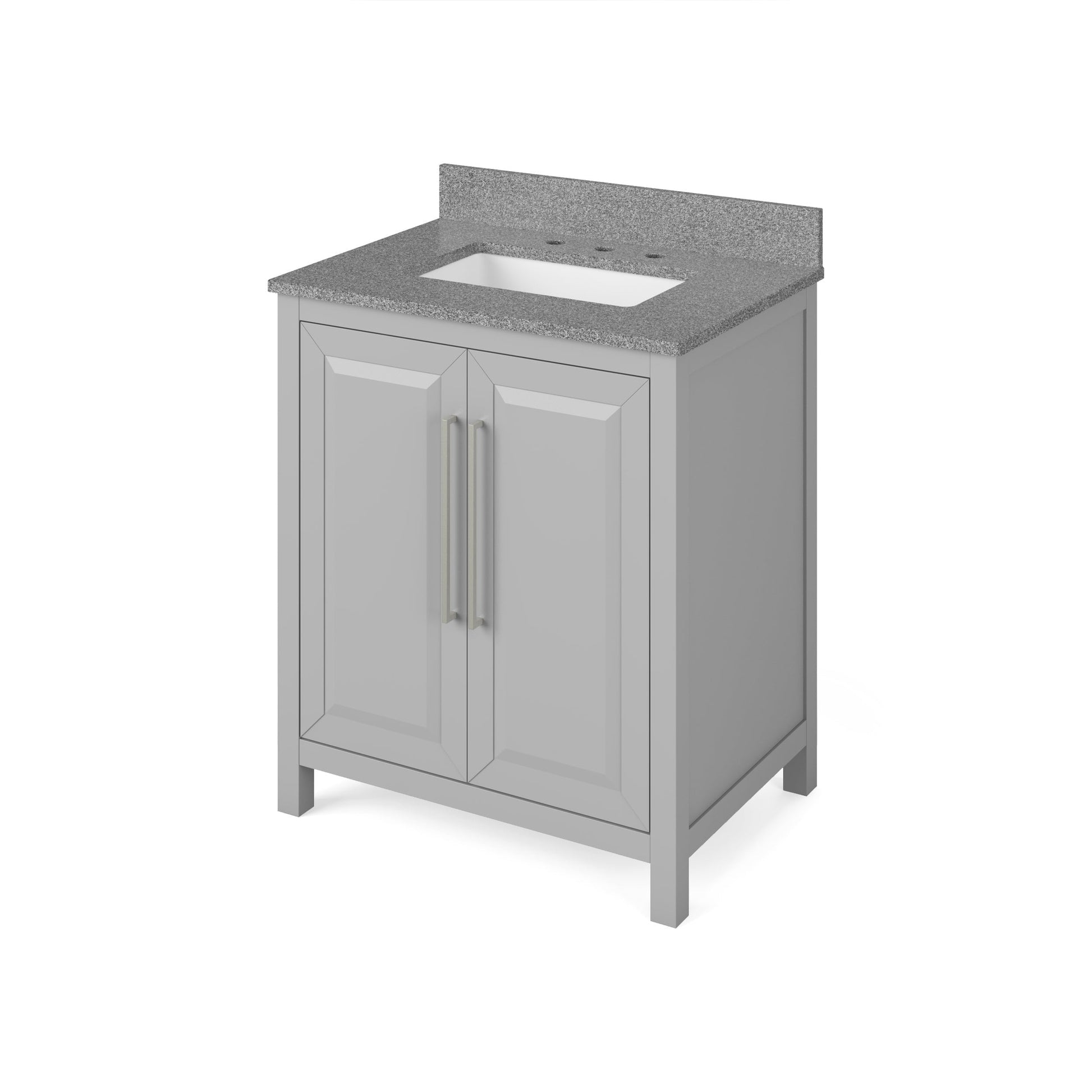 Hardware Resources Jeffrey Alexander Cade 30" Gray Freestanding Vanity With Steel Gray Cultured Marble Vanity Top, Backsplash and Rectangle Undermount Sink