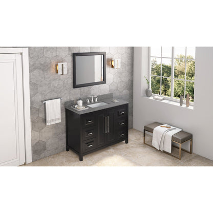 Hardware Resources Jeffrey Alexander Cade 48" Black Freestanding Vanity With Boulder Cultured Marble Vanity Top, Backsplash and Rectangle Undermount Sink