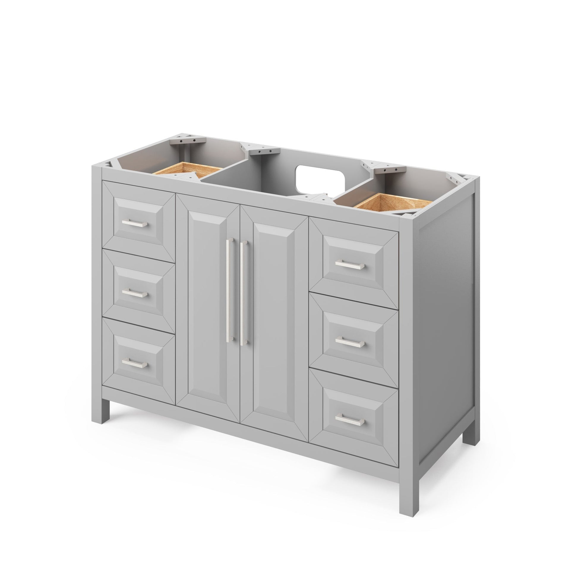 Hardware Resources Jeffrey Alexander Cade 48" Gray Freestanding Vanity With Boulder Cultured Marble Vanity Top, Backsplash and Rectangle Undermount Sink