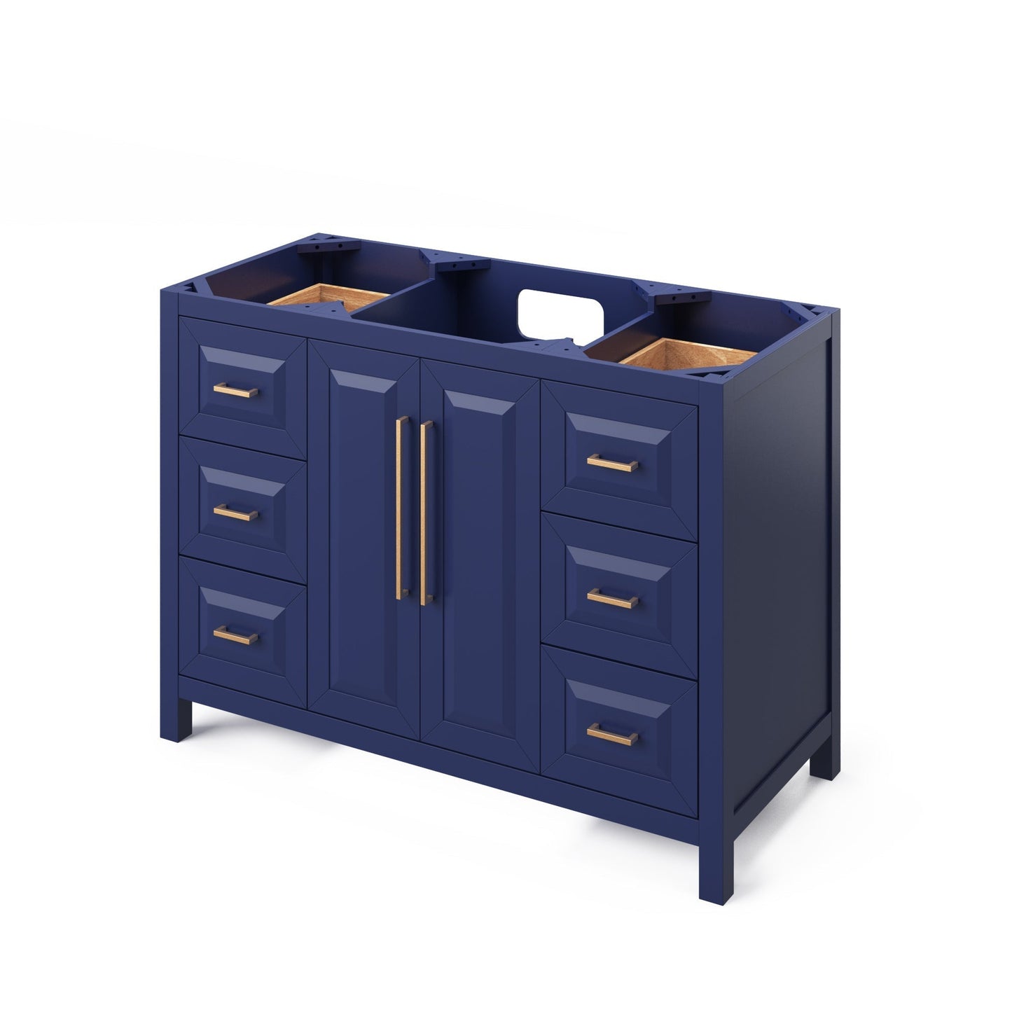 Hardware Resources Jeffrey Alexander Cade 48" Hale Blue Freestanding Vanity With Black Granite Vanity Top, Backsplash and Rectangle Undermount Sink