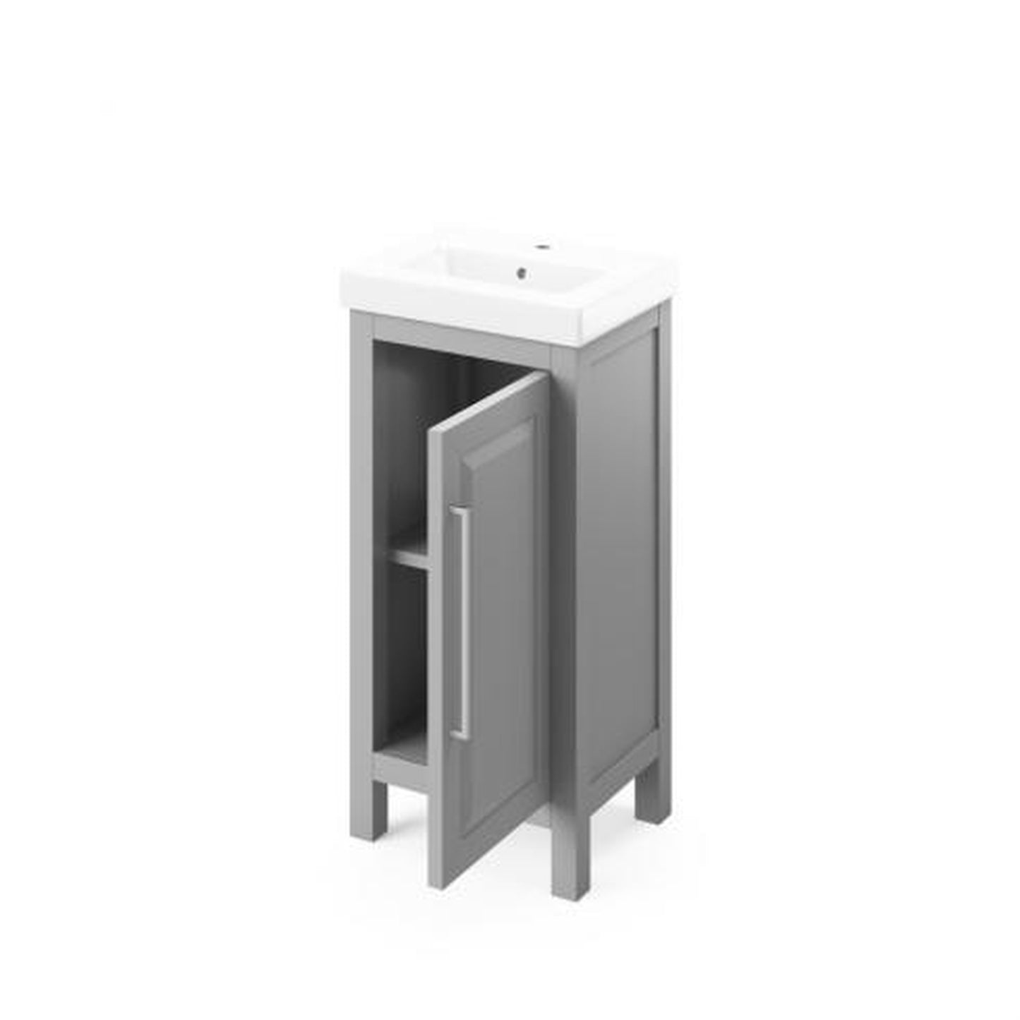 Hardware Resources Jeffrey Alexander Cade Vanities 18" Gray Freestanding Vanity With Porcelain Top and Overflow and Rectangle Undermount Sink