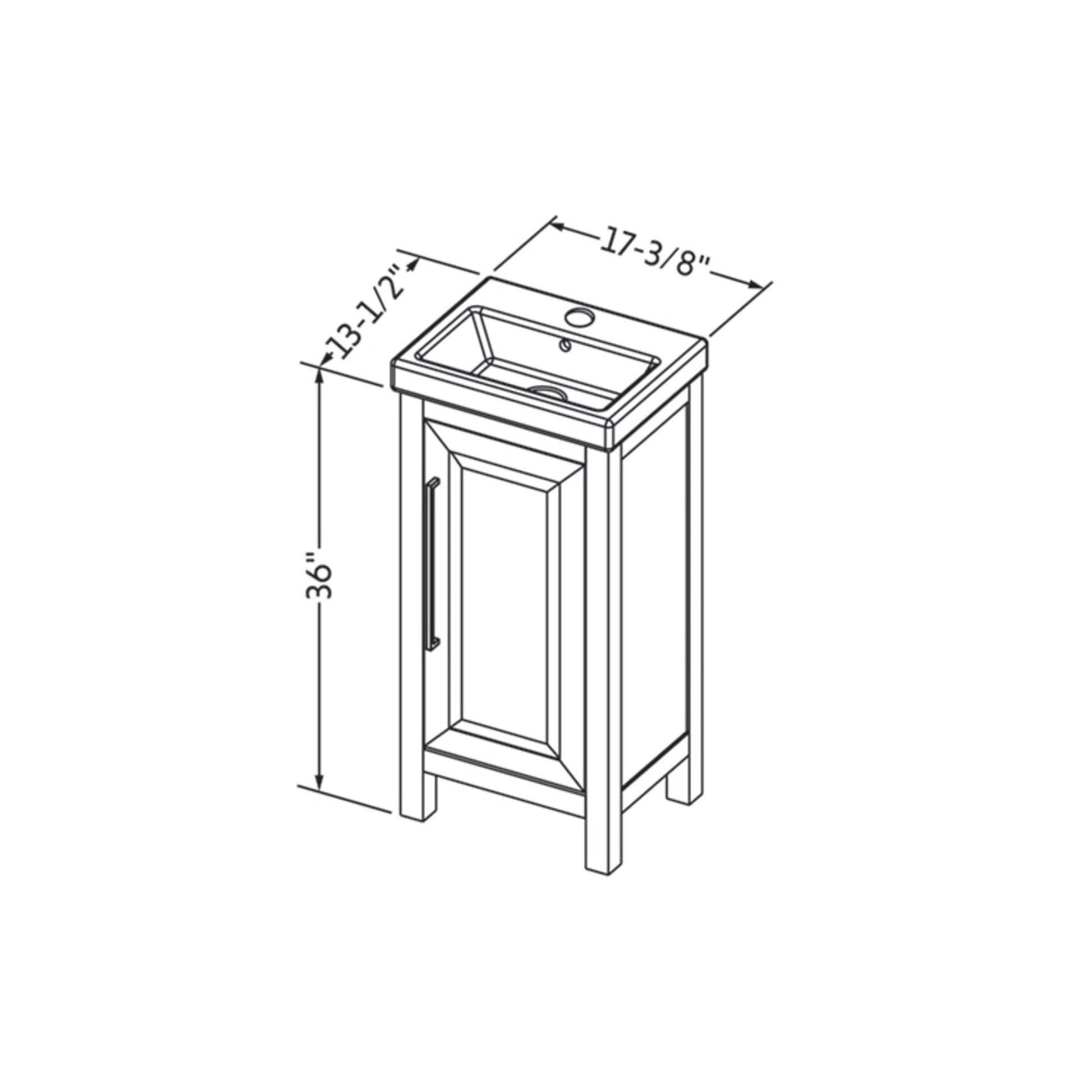 Hardware Resources Jeffrey Alexander Cade Vanities 18" Gray Freestanding Vanity With Porcelain Top and Overflow and Rectangle Undermount Sink