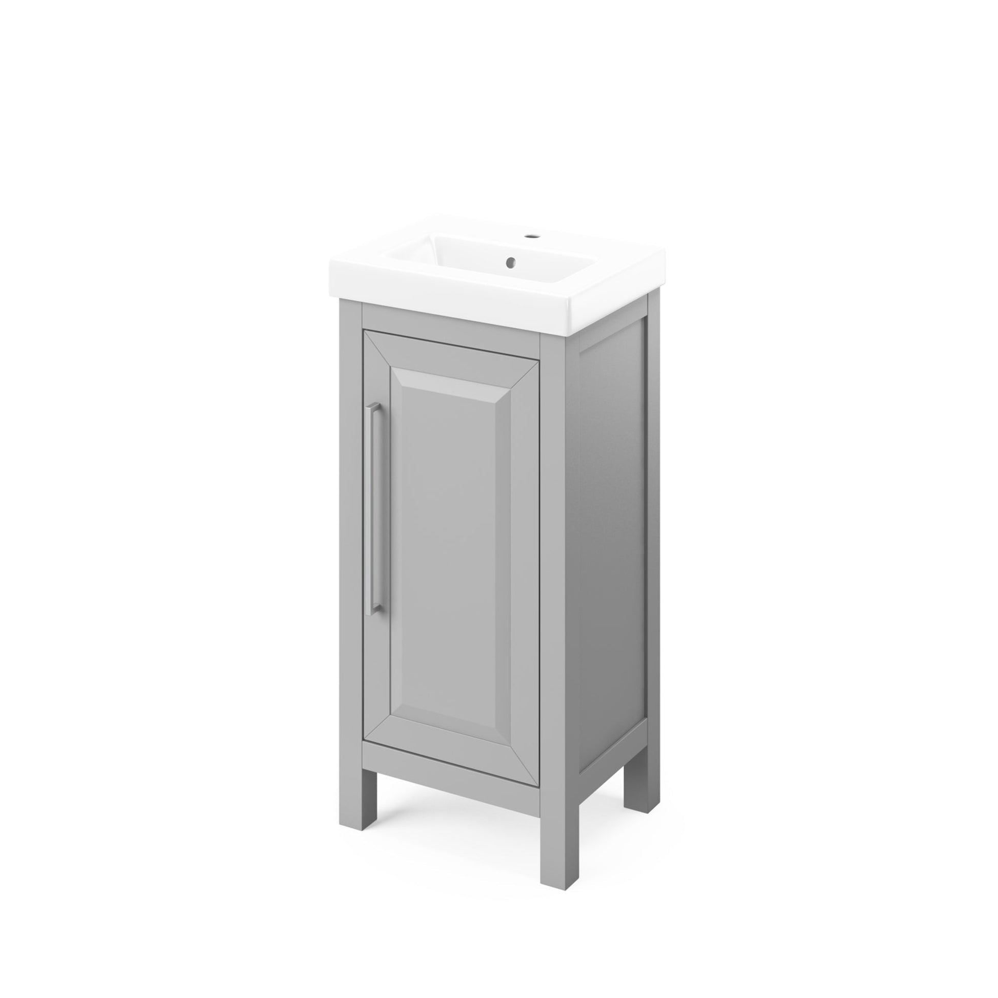 Hardware Resources Jeffrey Alexander Cade Vanities 18" Gray Freestanding Vanity With Porcelain Top and Overflow and Rectangle Undermount Sink