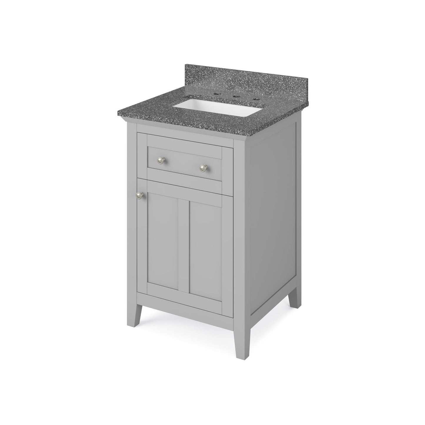 Hardware Resources Jeffrey Alexander Chatham 24" Gray Freestanding Vanity With Boulder Cultured Marble Vanity Top, Backsplash and Rectangle Undermount Sink