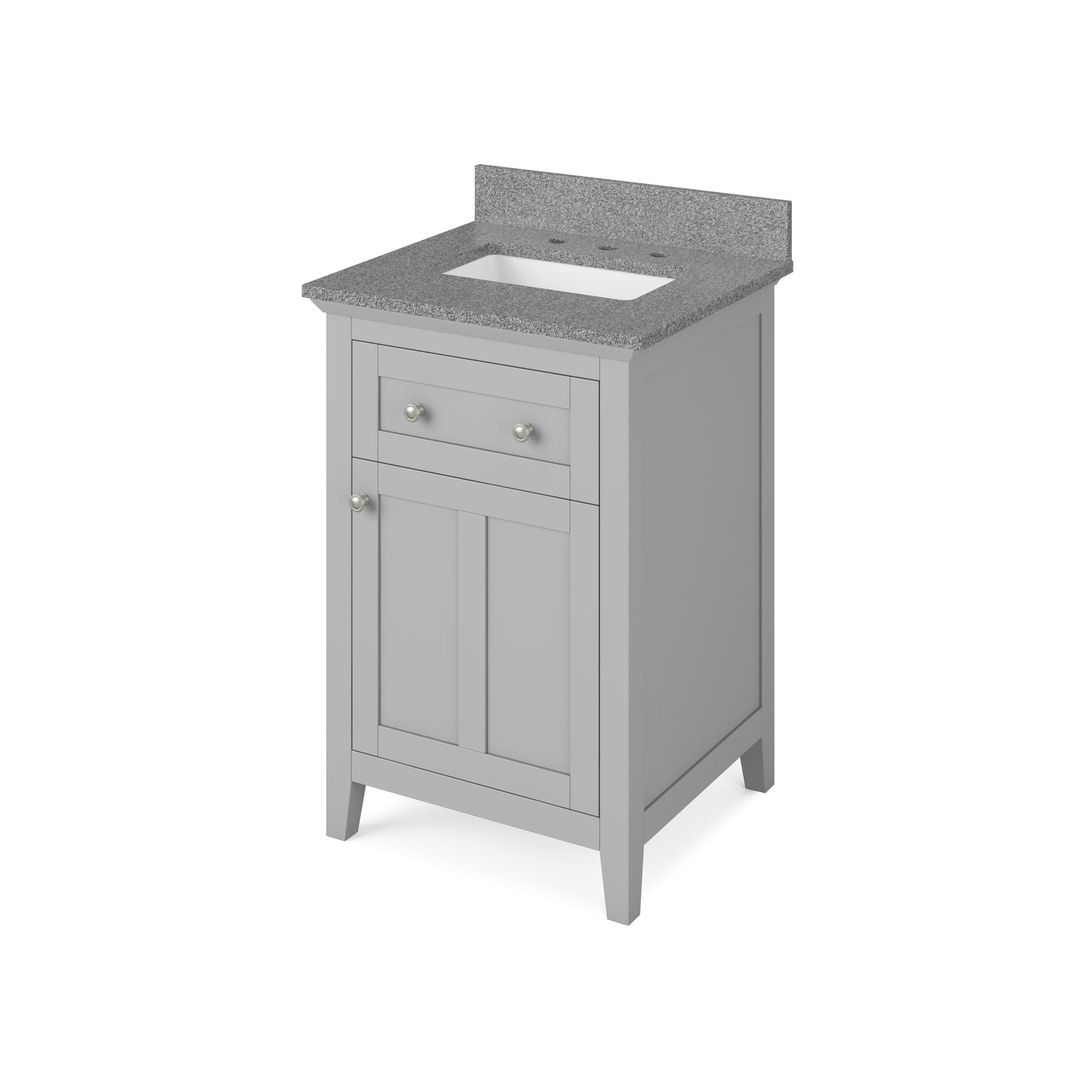 Hardware Resources Jeffrey Alexander Chatham 24" Gray Freestanding Vanity With Steel Gray Cultured Marble Vanity Top, Backsplash and Rectangle Undermount Sink