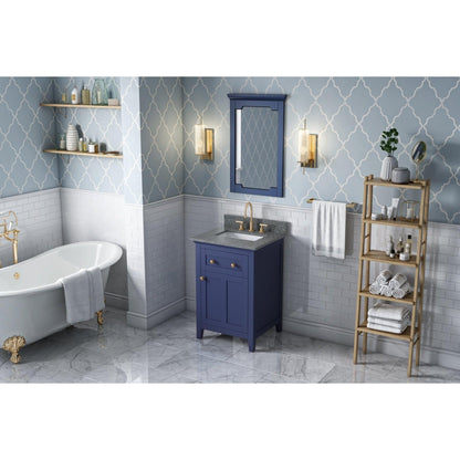 Hardware Resources Jeffrey Alexander Chatham 24" Hale Blue Freestanding Vanity With Boulder Cultured Marble Vanity Top, Backsplash and Rectangle Undermount Sink