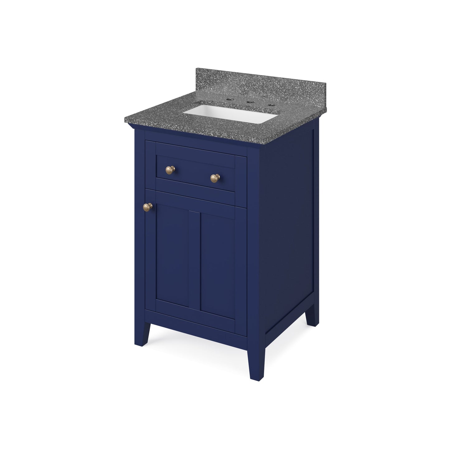 Hardware Resources Jeffrey Alexander Chatham 24" Hale Blue Freestanding Vanity With Boulder Cultured Marble Vanity Top, Backsplash and Rectangle Undermount Sink