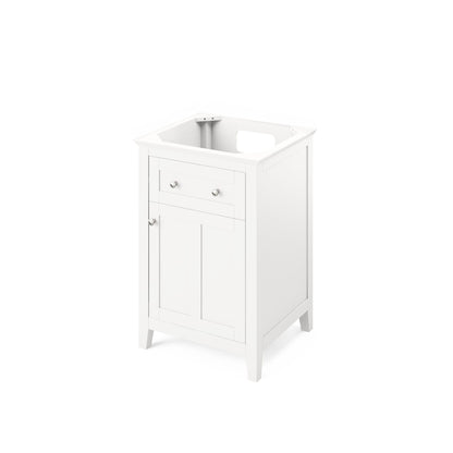 Hardware Resources Jeffrey Alexander Chatham 24" White Freestanding Vanity With Black Granite Vanity Top, Backsplash and Rectangle Undermount Sink