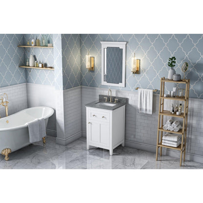 Hardware Resources Jeffrey Alexander Chatham 24" White Freestanding Vanity With Boulder Cultured Marble Vanity Top, Backsplash and Rectangle Undermount Sink