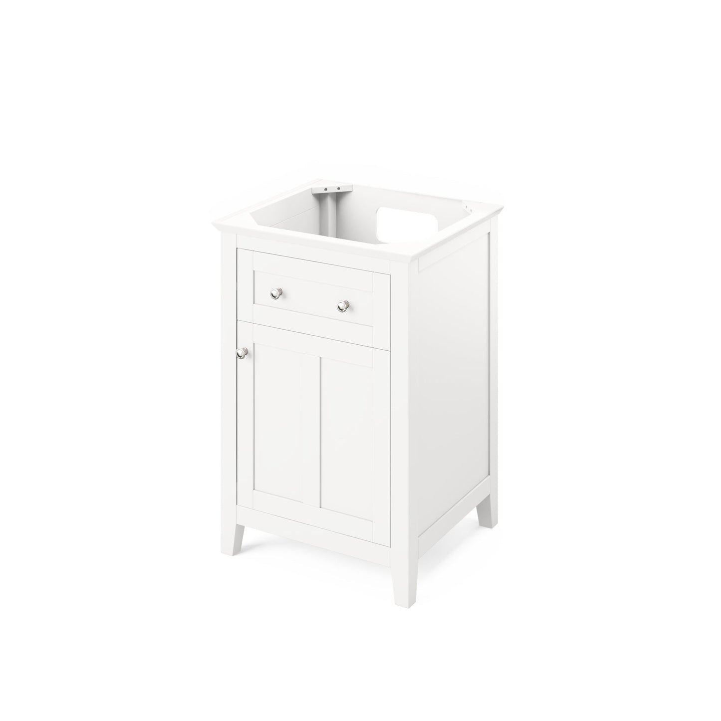 Hardware Resources Jeffrey Alexander Chatham 24" White Freestanding Vanity With Boulder Cultured Marble Vanity Top, Backsplash and Rectangle Undermount Sink