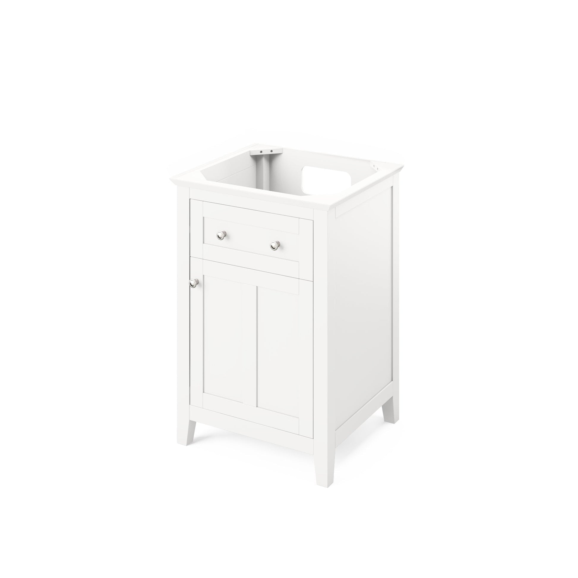 Hardware Resources Jeffrey Alexander Chatham 24" White Freestanding Vanity With Steel Gray Cultured Marble Vanity Top, Backsplash and Rectangle Undermount Sink