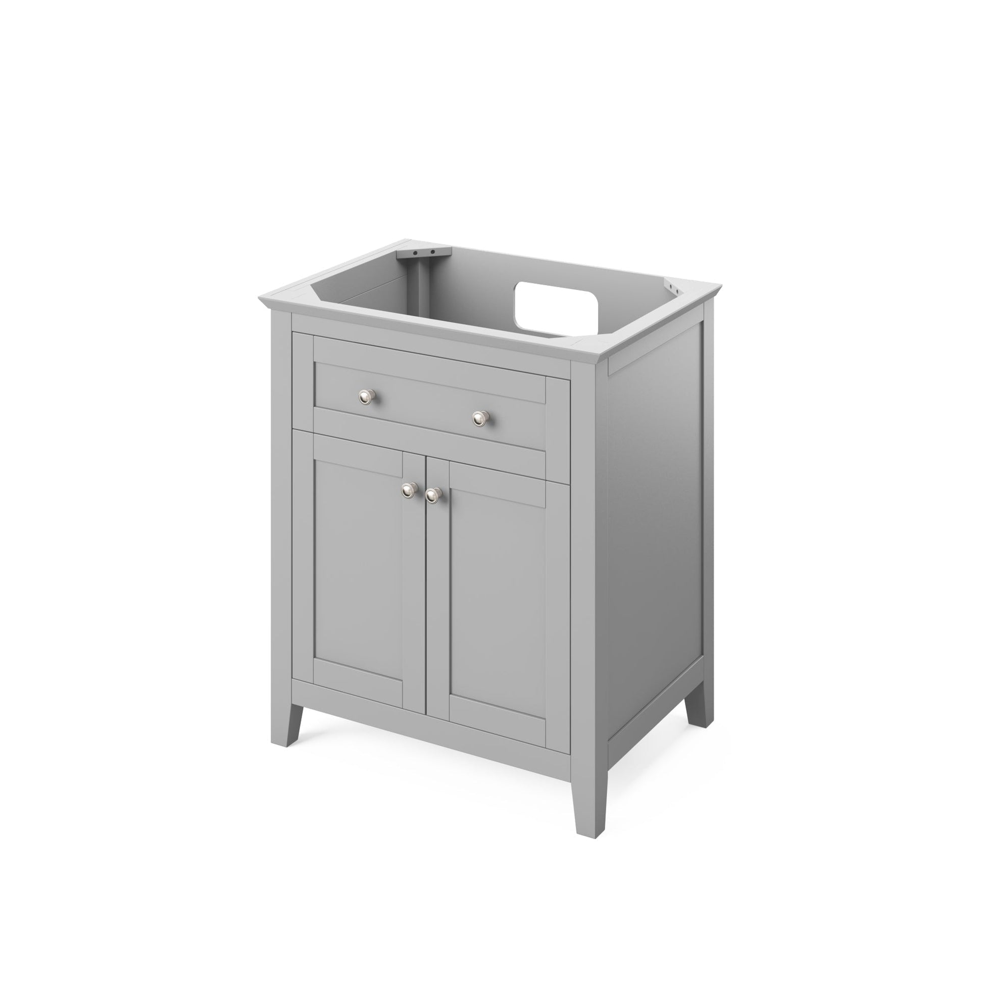 Hardware Resources Jeffrey Alexander Chatham 30" Gray Freestanding Vanity With Black Granite Vanity Top, Backsplash and Rectangle Undermount Sink