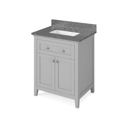 Hardware Resources Jeffrey Alexander Chatham 30" Gray Freestanding Vanity With Boulder Cultured Marble Vanity Top, Backsplash and Rectangle Undermount Sink