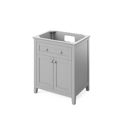 Hardware Resources Jeffrey Alexander Chatham 30" Gray Freestanding Vanity With Steel Gray Cultured Marble Vanity Top, Backsplash and Rectangle Undermount Sink