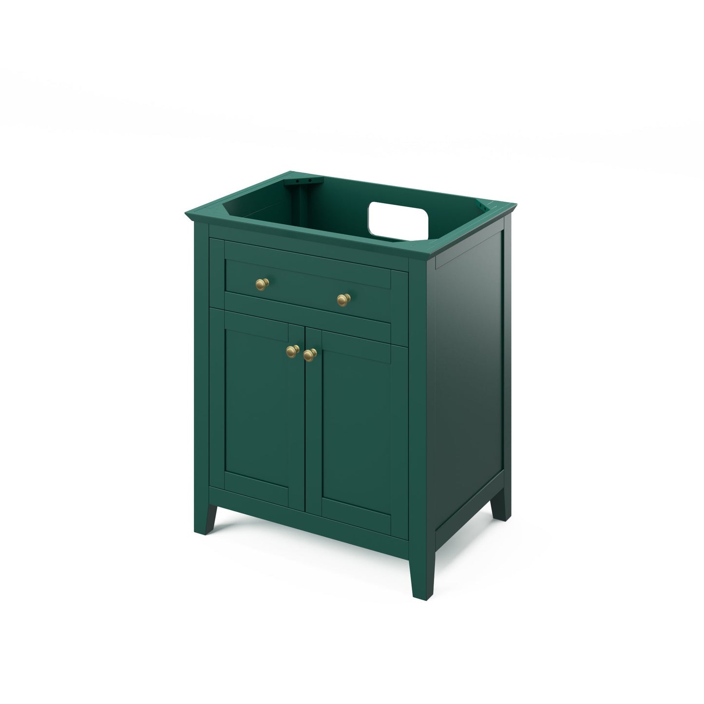 Hardware Resources Jeffrey Alexander Chatham 30" Green Freestanding Vanity With Black Granite Vanity Top, Backsplash and Rectangle Undermount Sink