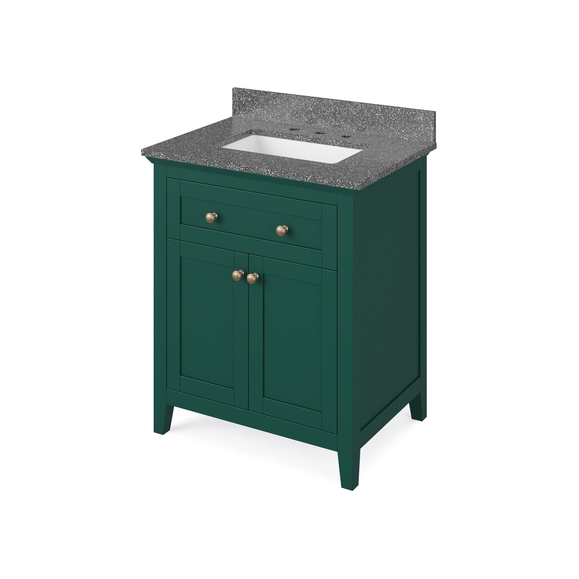 Hardware Resources Jeffrey Alexander Chatham 30" Green Freestanding Vanity With Boulder Cultured Marble Vanity Top, Backsplash and Rectangle Undermount Sink