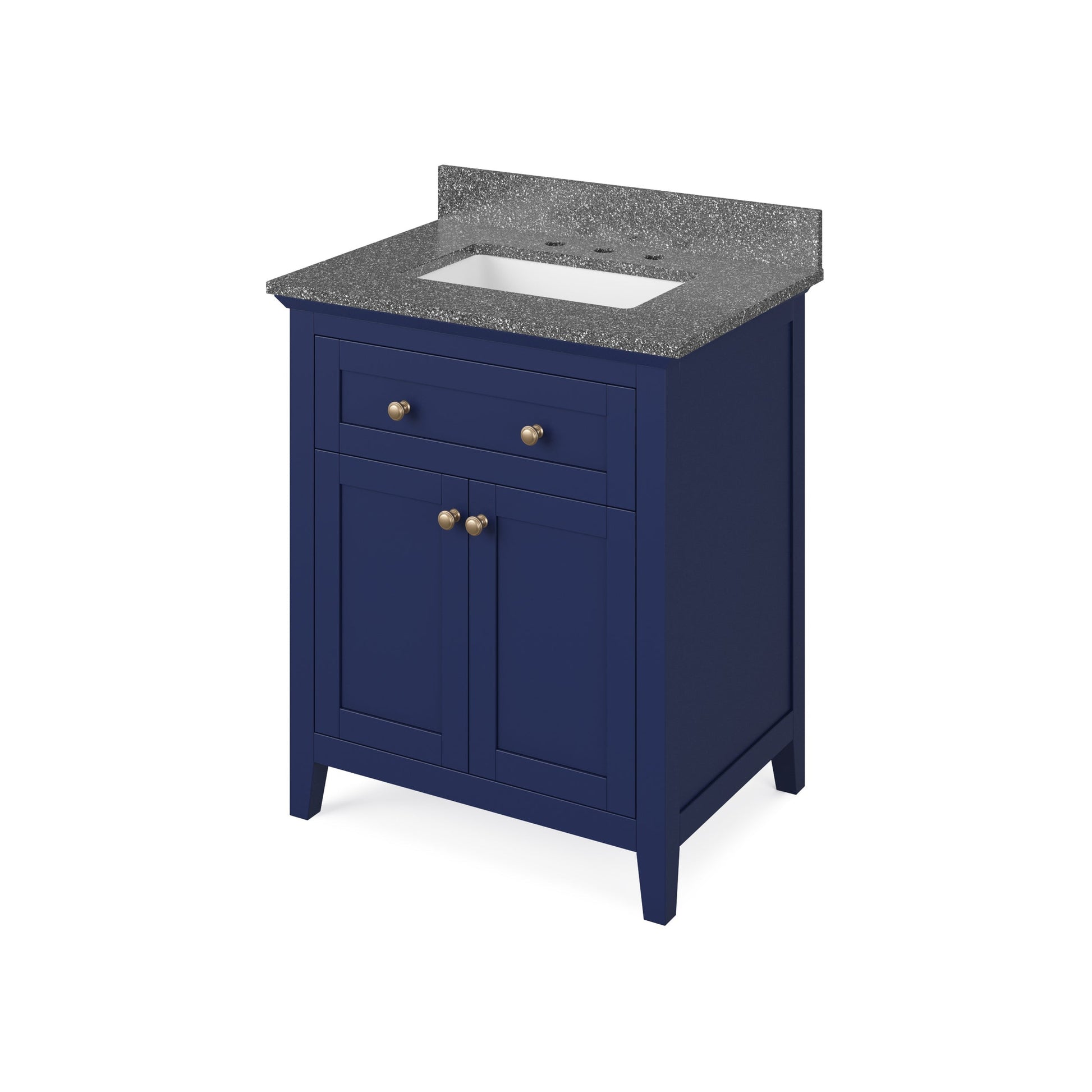 Hardware Resources Jeffrey Alexander Chatham 30" Hale Blue Freestanding Vanity With Boulder Cultured Marble Vanity Top, Backsplash and Rectangle Undermount Sink