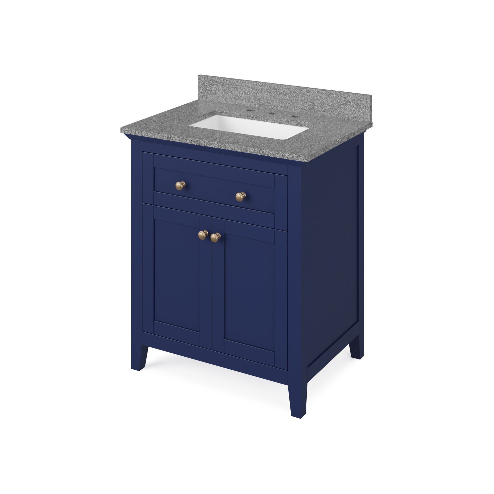 Hardware Resources Jeffrey Alexander Chatham 30" Hale Blue Freestanding Vanity With Steel Gray Cultured Marble Vanity Top, Backsplash and Rectangle Undermount Sink