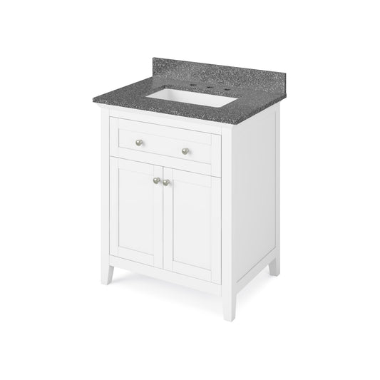 Hardware Resources Jeffrey Alexander Chatham 30" White Freestanding Vanity With Boulder Cultured Marble Vanity Top, Backsplash and Rectangle Undermount Sink