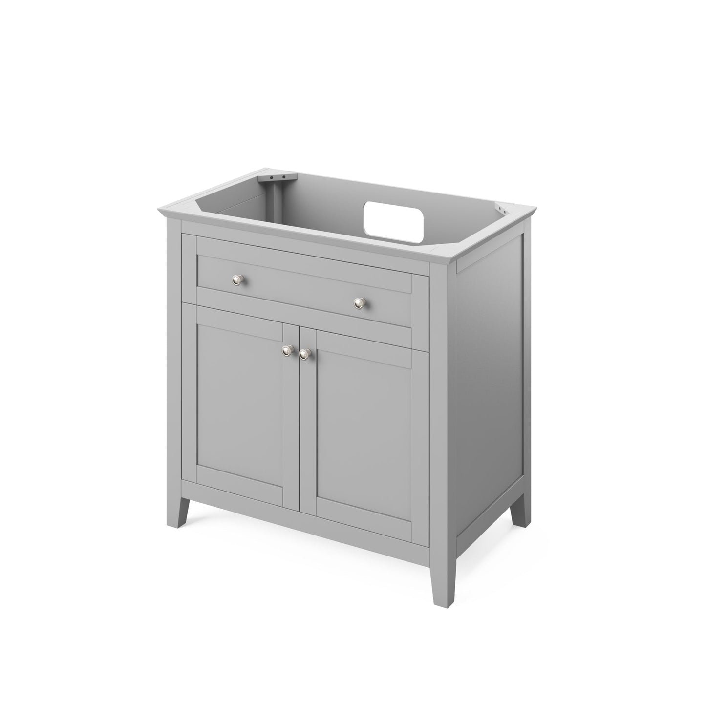 Hardware Resources Jeffrey Alexander Chatham 36" Gray Freestanding Vanity With Black Granite Vanity Top, Backsplash and Rectangle Undermount Sink