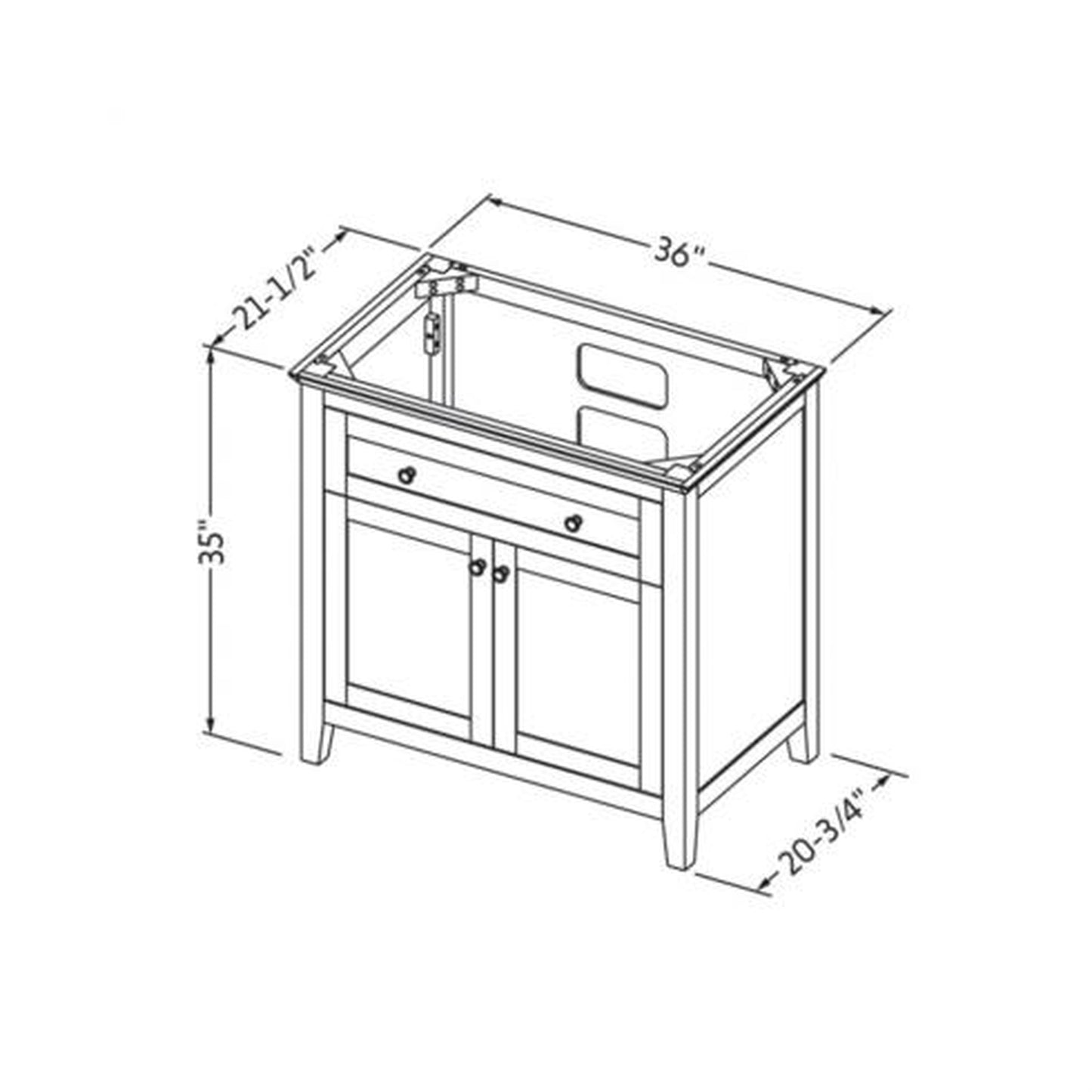 Hardware Resources Jeffrey Alexander Chatham 36" White Freestanding Vanity With Boulder Cultured Marble Vanity Top, Backsplash and Rectangle Undermount Sink