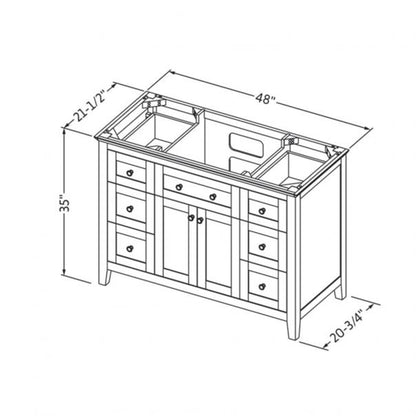 Hardware Resources Jeffrey Alexander Chatham 48" Chocolate Freestanding Vanity With Black Granite Vanity Top, Backsplash and Rectangle Undermount Sink