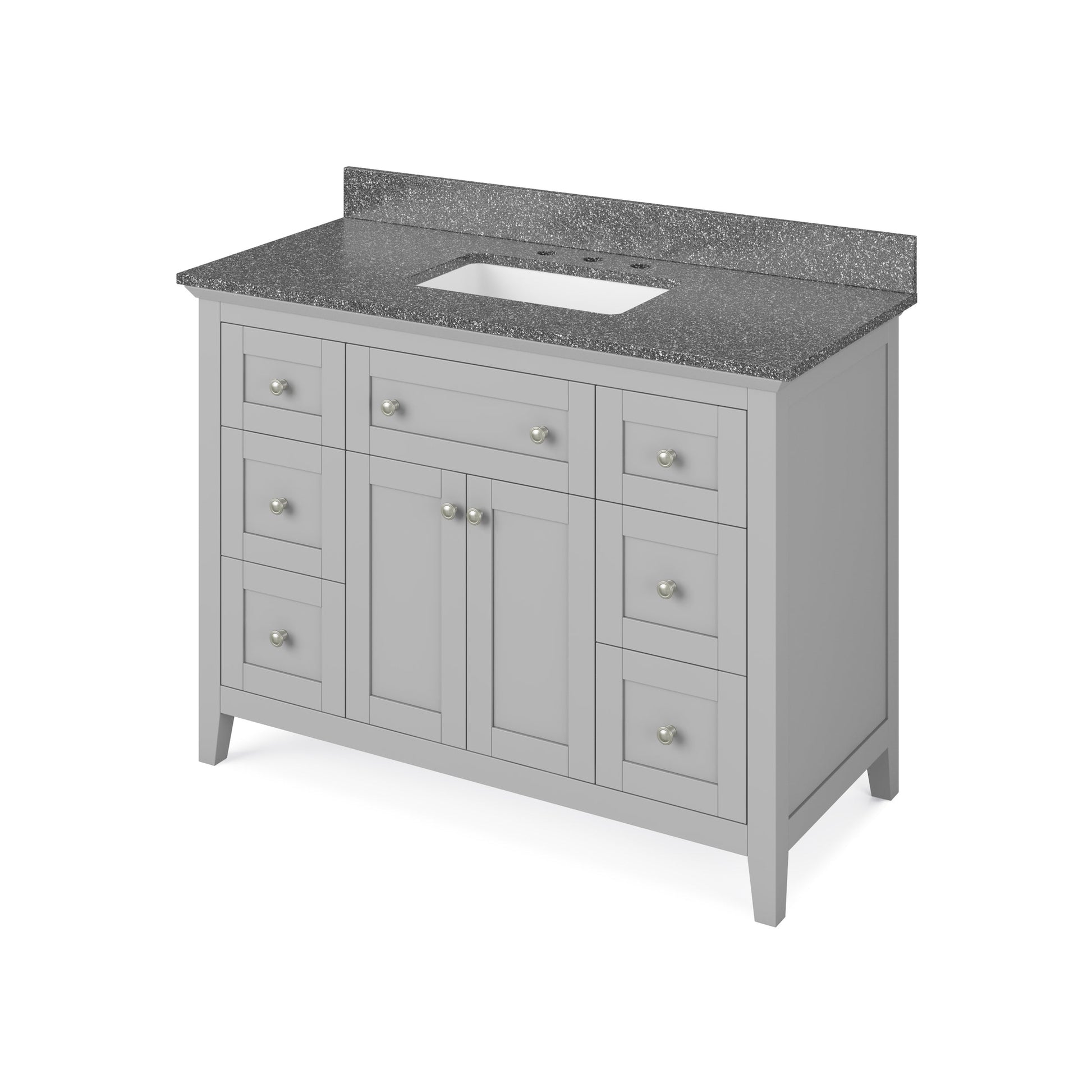 Hardware Resources Jeffrey Alexander Chatham 48" Gray Freestanding Vanity With Boulder Cultured Marble Vanity Top, Backsplash and Rectangle Undermount Sink