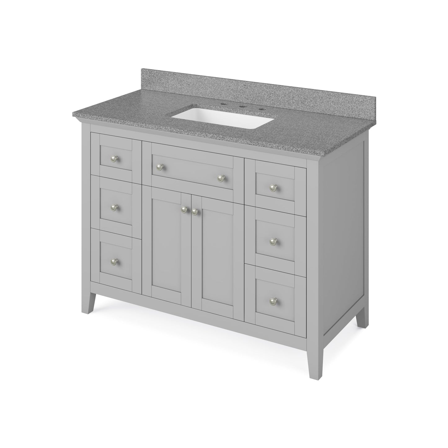 Hardware Resources Jeffrey Alexander Chatham 48" Gray Freestanding Vanity With Steel Gray Cultured Marble Vanity Top, Backsplash and Rectangle Undermount Sink