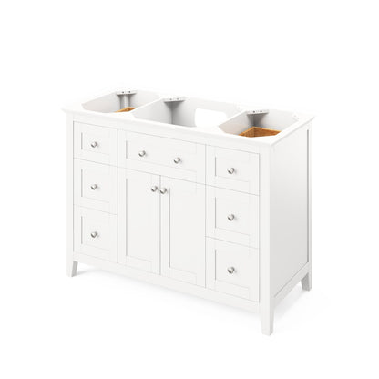 Hardware Resources Jeffrey Alexander Chatham 48" White Freestanding Vanity With Steel Gray Cultured Marble Vanity Top, Backsplash and Rectangle Undermount Sink