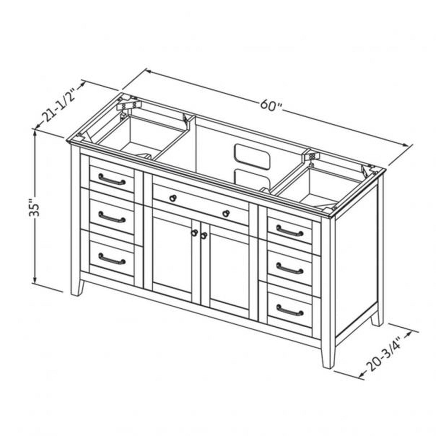 Hardware Resources Jeffrey Alexander Chatham 60" Chocolate Freestanding Vanity With Black Granite Vanity Top, Backsplash and Rectangle Undermount Sink