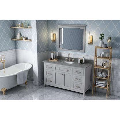 Hardware Resources Jeffrey Alexander Chatham 60" Gray Freestanding Vanity With Boulder Cultured Marble Vanity Top, Backsplash and Rectangle Undermount Sink