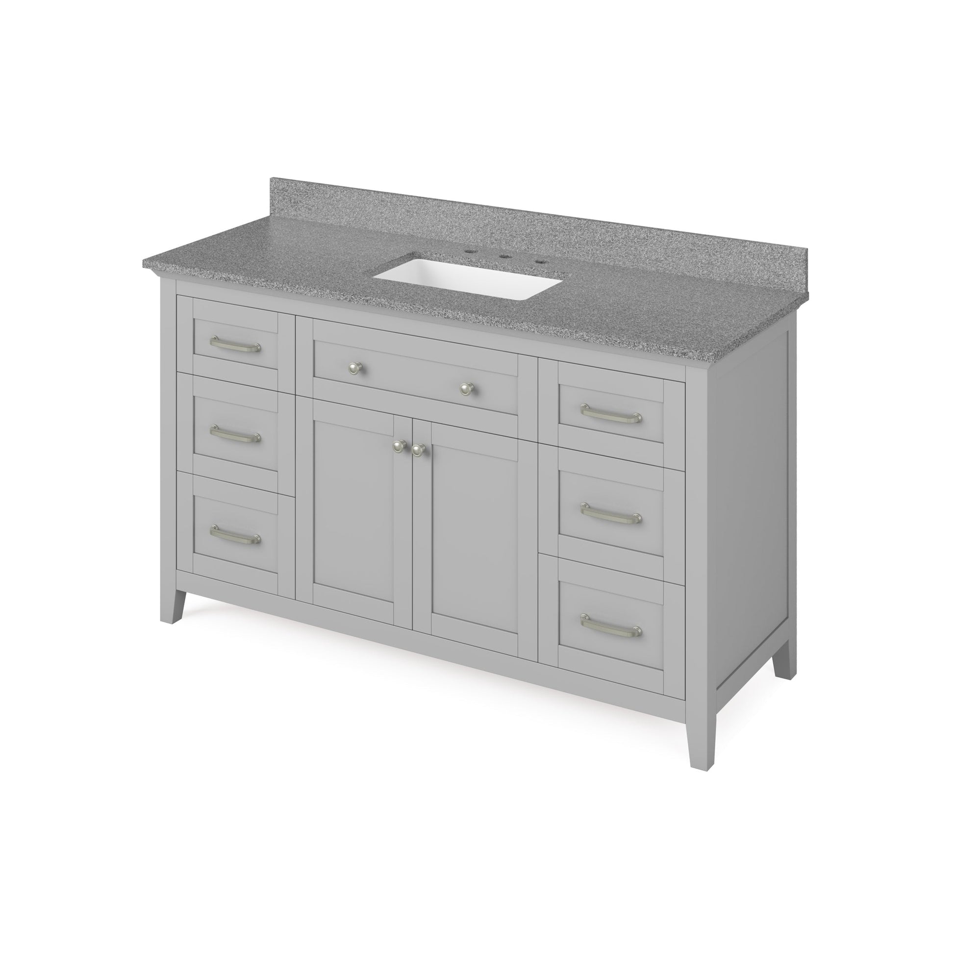 Hardware Resources Jeffrey Alexander Chatham 60" Gray Freestanding Vanity With Steel Gray Cultured Marble Vanity Top, Backsplash and Rectangle Undermount Sink