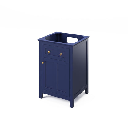 Hardware Resources Jeffrey Alexander Chatham Vanities 24" Hale Blue Freestanding Vanity With Calacatta Vienna Quartz Vanity Top, Backsplash and Rectangle Undermount Sink