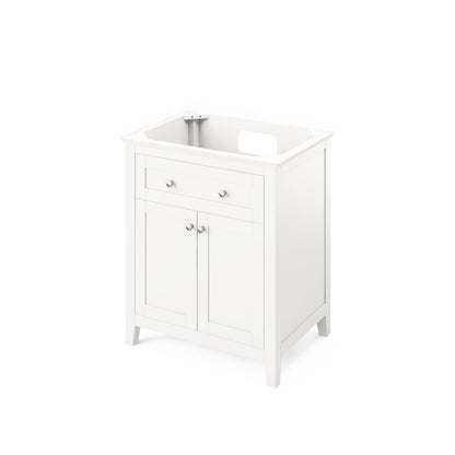 Hardware Resources Jeffrey Alexander Chatham Vanities 30" White Freestanding Vanity With Calacatta Vienna Quartz Vanity Top, Backsplash and Rectangle Undermount Sink