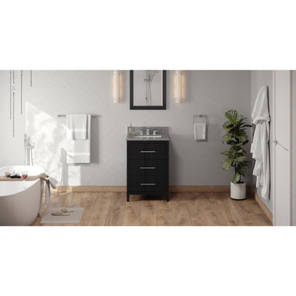 Hardware Resources Jeffrey Alexander Katara 24" Black Freestanding Vanity With Boulder Cultured Marble Vanity Top, Backsplash and Rectangle Undermount Sink