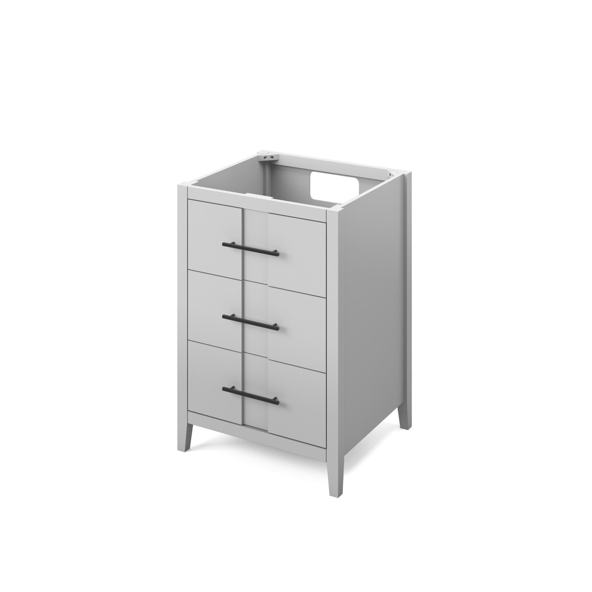 Hardware Resources Jeffrey Alexander Katara 24" Grey Freestanding Vanity With White Carrara Marble Vanity Top, Backsplash and Rectangle Undermount Sink