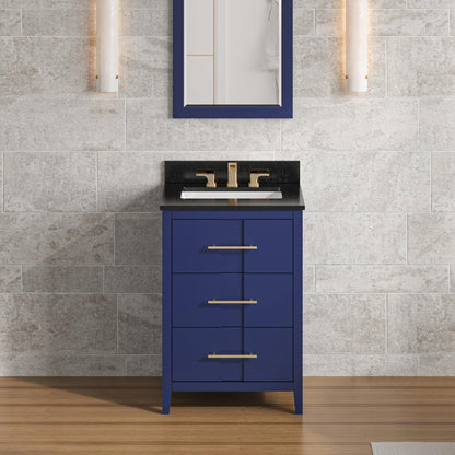 Hardware Resources Jeffrey Alexander Katara 24" Hale Blue Freestanding Vanity With Black Granite Vanity Top, Backsplash and Rectangle Undermount Sink