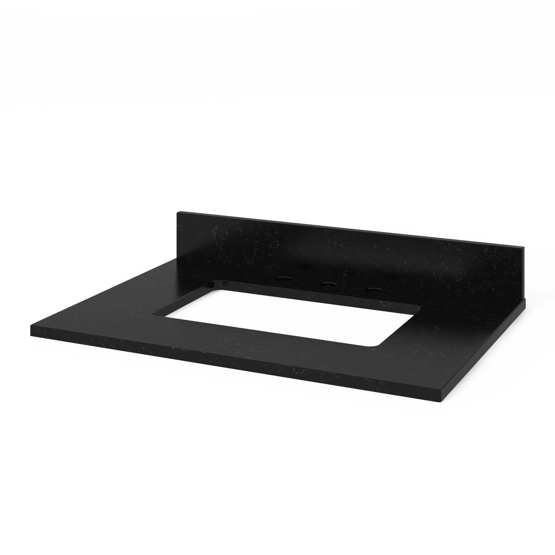 Hardware Resources Jeffrey Alexander Katara 30" Black Freestanding Vanity With Black Granite Vanity Top, Backsplash and Rectangle Undermount Sink