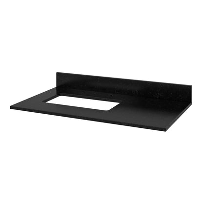 Hardware Resources Jeffrey Alexander Katara 36" Black Freestanding Vanity With Left Offset, Black Granite Vanity Top, Backsplash and Rectangle Undermount Sink