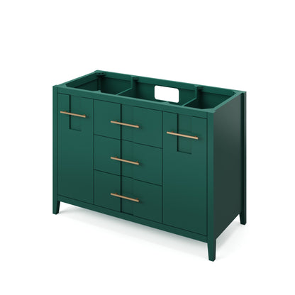 Hardware Resources Jeffrey Alexander Katara 48" Green Freestanding Vanity With Black Granite Vanity Top, Backsplash and Rectangle Undermount Sink