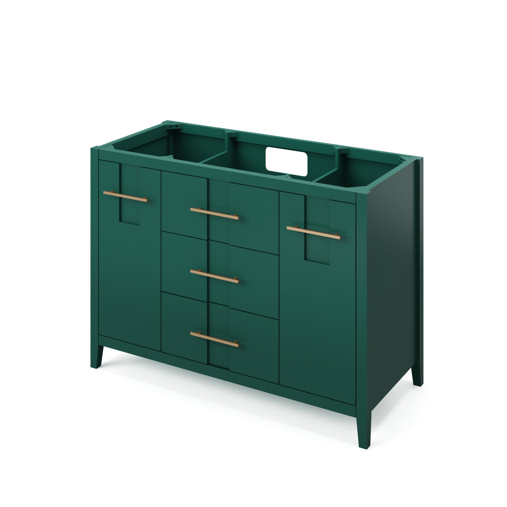 Hardware Resources Jeffrey Alexander Katara 48" Green Freestanding Vanity With Boulder Cultured Marble Vanity Top, Backsplash and Rectangle Undermount Sink