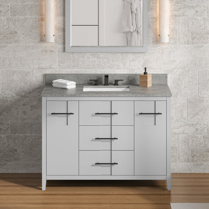 Hardware Resources Jeffrey Alexander Katara 48" Grey Freestanding Vanity With Steel Gray Cultured Marble Vanity Top, Backsplash and Rectangle Undermount Sink