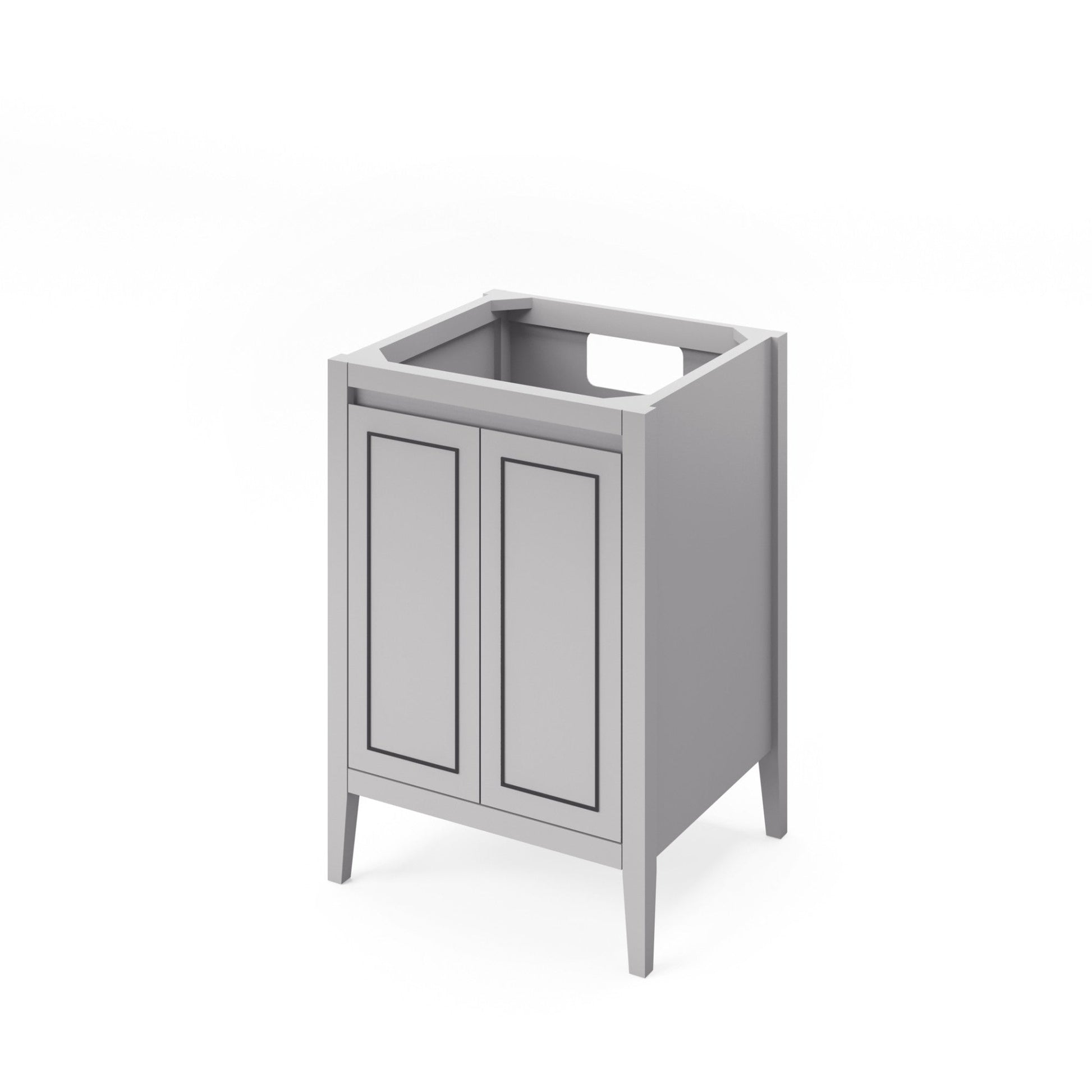 Hardware Resources Jeffrey Alexander Percival 24" Grey Freestanding Vanity With Black Granite Vanity Top, Backsplash and Rectangle Undermount Sink