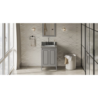 Hardware Resources Jeffrey Alexander Percival 24" Grey Freestanding Vanity With Boulder Cultured Marble Vanity Top, Backsplash and Rectangle Undermount Sink