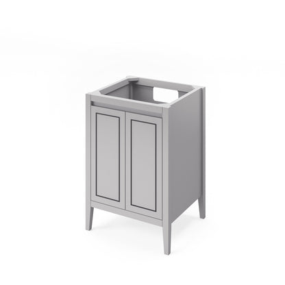 Hardware Resources Jeffrey Alexander Percival 24" Grey Freestanding Vanity With Lavante Cultured Marble Vessel Vanity Top, Backsplash and Rectangle Undermount Sink