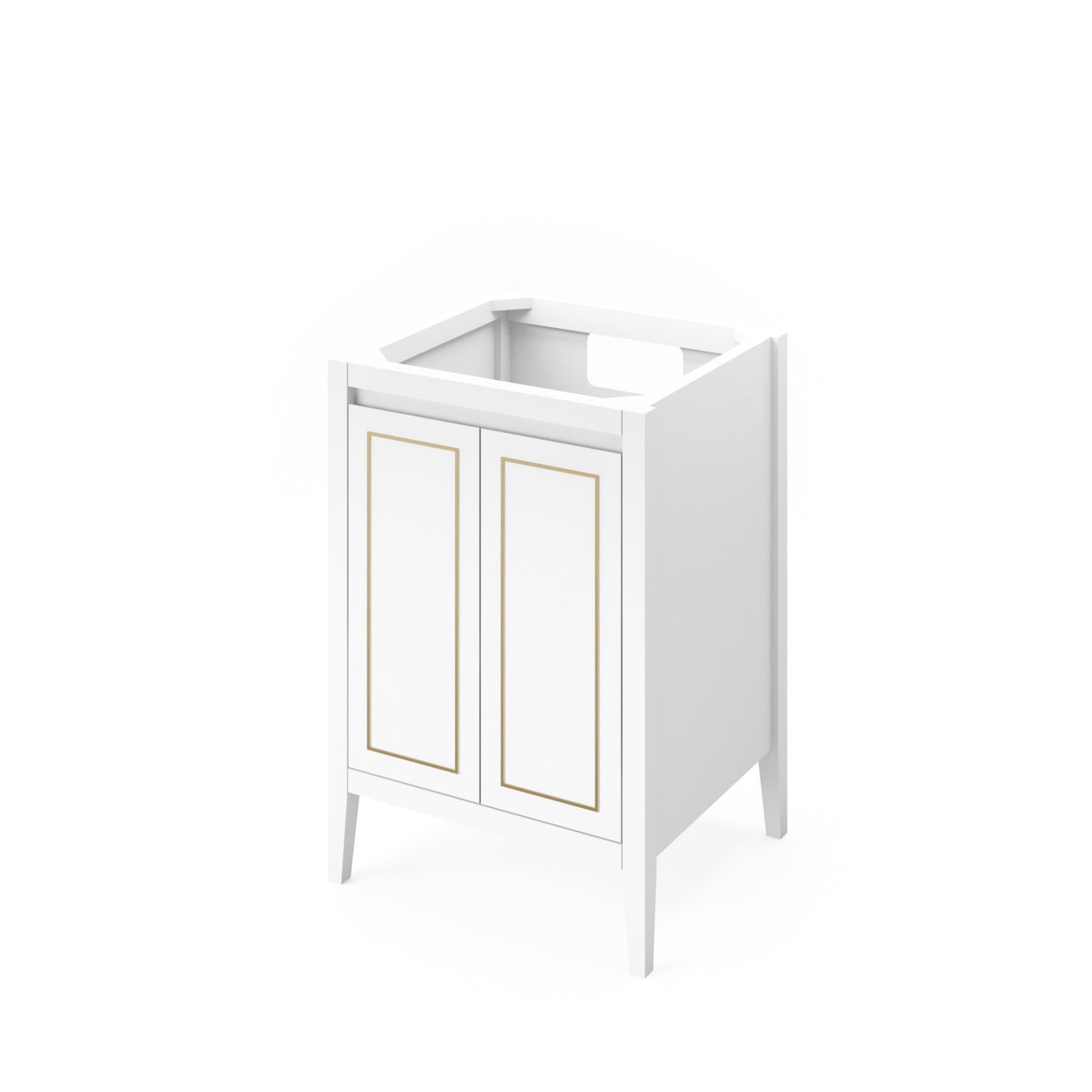 Hardware Resources Jeffrey Alexander Percival 24" White Freestanding Vanity With Boulder Cultured Marble Vanity Top, Backsplash and Rectangle Undermount Sink