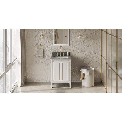 Hardware Resources Jeffrey Alexander Percival 24" White Freestanding Vanity With Boulder Cultured Marble Vanity Top, Backsplash and Rectangle Undermount Sink