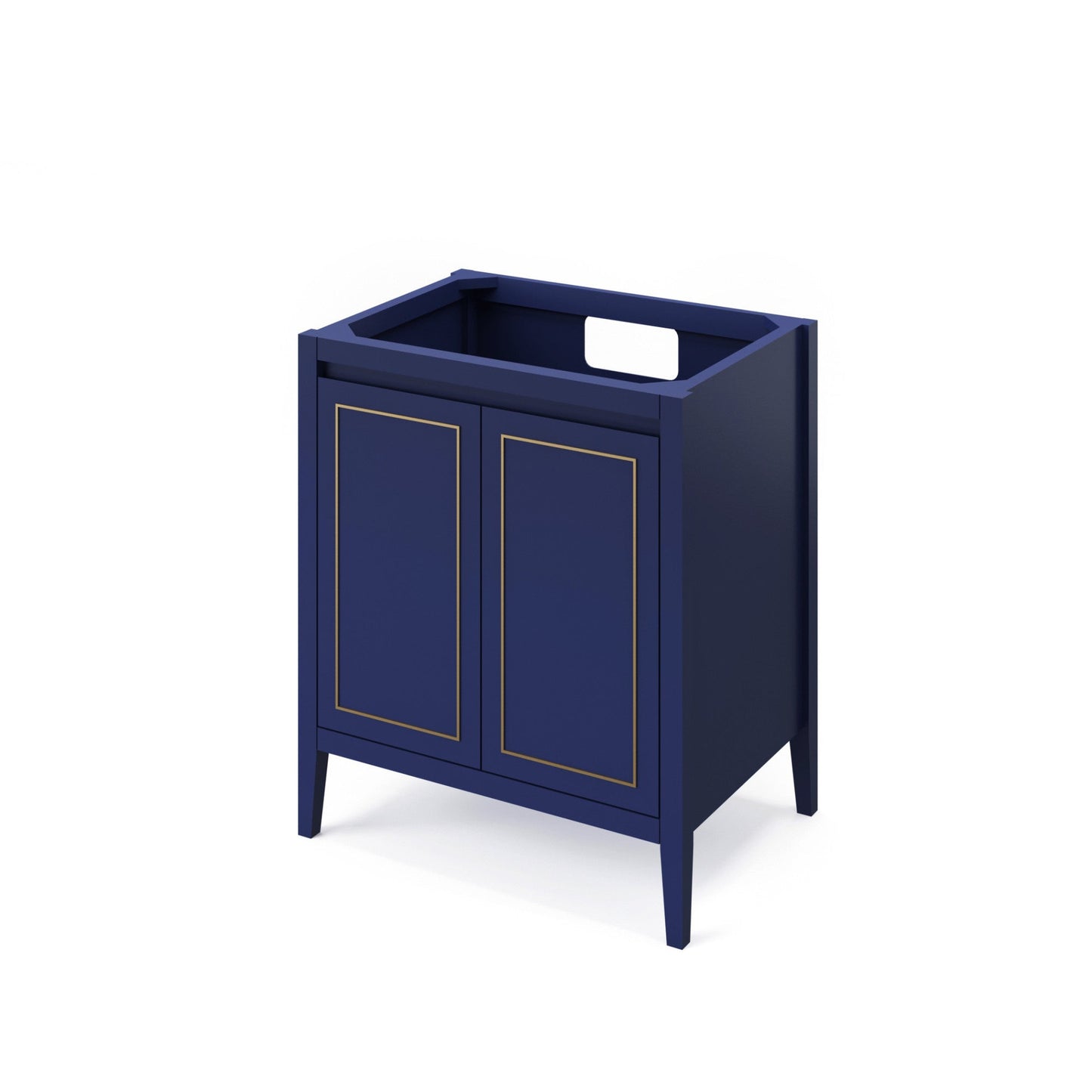 Hardware Resources Jeffrey Alexander Percival 30" Hale Blue Freestanding Vanity With Black Granite Vanity Top, Backsplash and Rectangle Undermount Sink